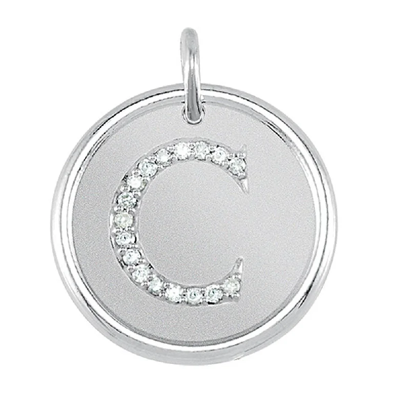 Handcrafted Beauty At Affordable Prices .08 Ctw G-H, I1 Diamond Initial 17mm Sterling Silver Pendant Letter C