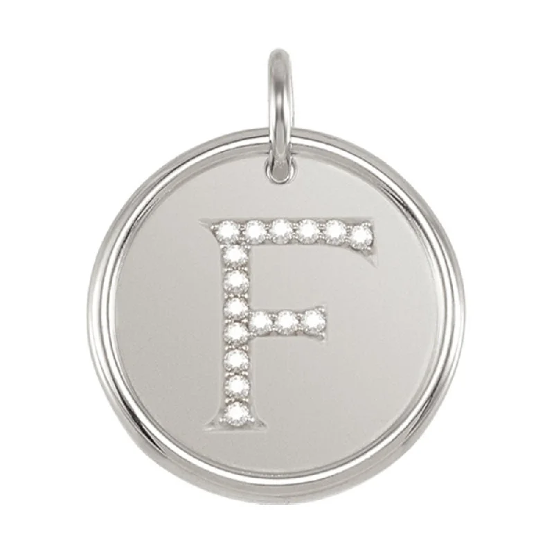 Elegant Jewelry Styles At Budget-Friendly Prices .08 Ctw G-H, I1 Diamond Initial 17mm Sterling Silver Pendant Letter F