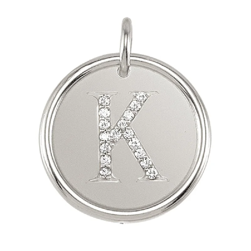 Get Your Favorite Jewelry At The Best Price .085 Ctw G-H, I1 Diamond Initial 17mm Sterling Silver Pendant Letter K