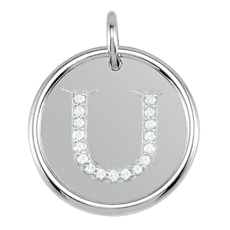 Exclusive Gemstone Jewelry At Special Prices .085 Ctw G-H, I1 Diamond Initial 17mm Sterling Silver Pendant Letter U