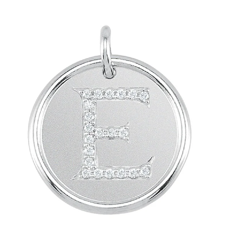 Shop Jewelry That Shines Without The High Price 1/10 Ctw G-H, I1 Diamond Initial 17mm Sterling Silver Pendant Letter E