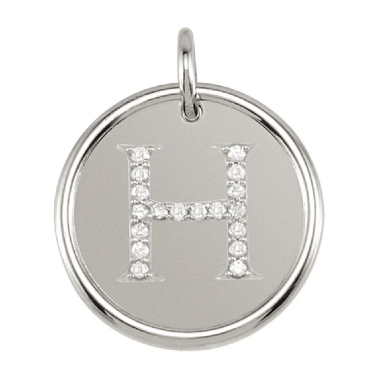 The Biggest Jewelry Sale Of The Year Is Here 1/10 Ctw G-H, I1 Diamond Initial 17mm Sterling Silver Pendant Letter H