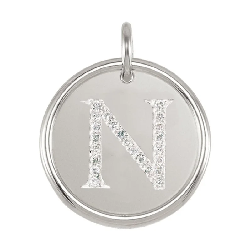 The Perfect Jewelry Piece At The Perfect Price 1/10 Ctw G-H, I1 Diamond Initial 17mm Sterling Silver Pendant Letter N