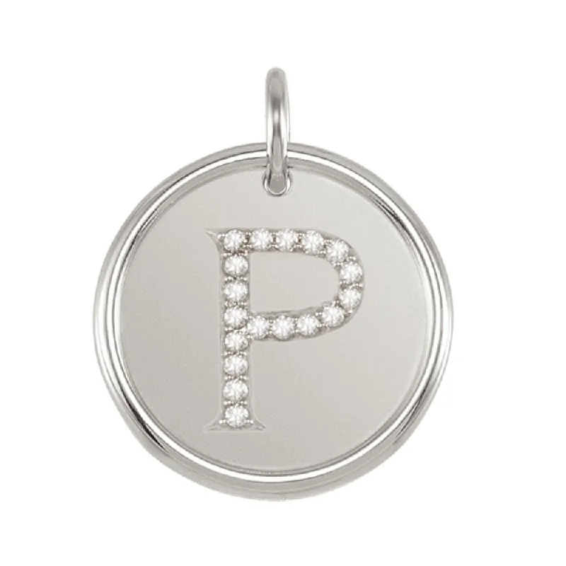 Timeless Jewelry At Special Discount Rates 1/10 Ctw G-H, I1 Diamond Initial 17mm Sterling Silver Pendant Letter P