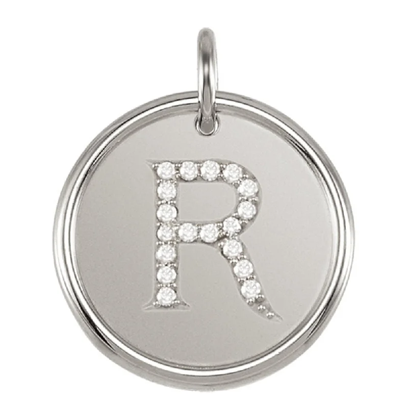 Luxury Meets Affordability – Jewelry Sale Now Live 1/10 Ctw G-H, I1 Diamond Initial 17mm Sterling Silver Pendant Letter R