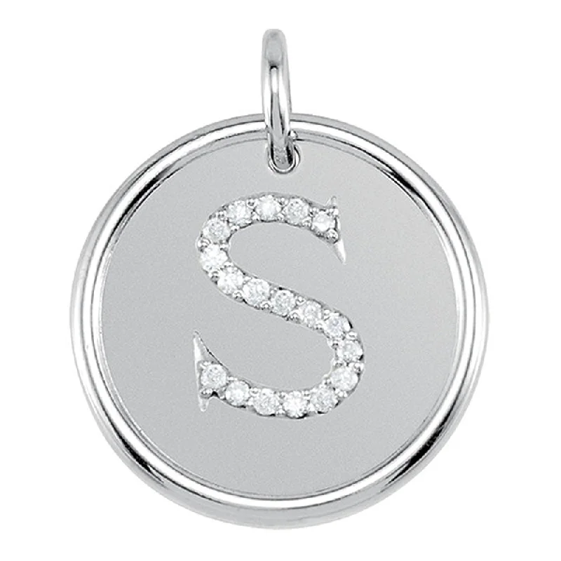 Gorgeous Jewelry, Limited-Time Savings 1/10 Ctw G-H, I1 Diamond Initial 17mm Sterling Silver Pendant Letter S