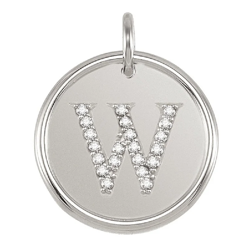 Buy More, Save More – Special Jewelry Discounts 1/10 Ctw G-H, I1 Diamond Initial 17mm Sterling Silver Pendant Letter W