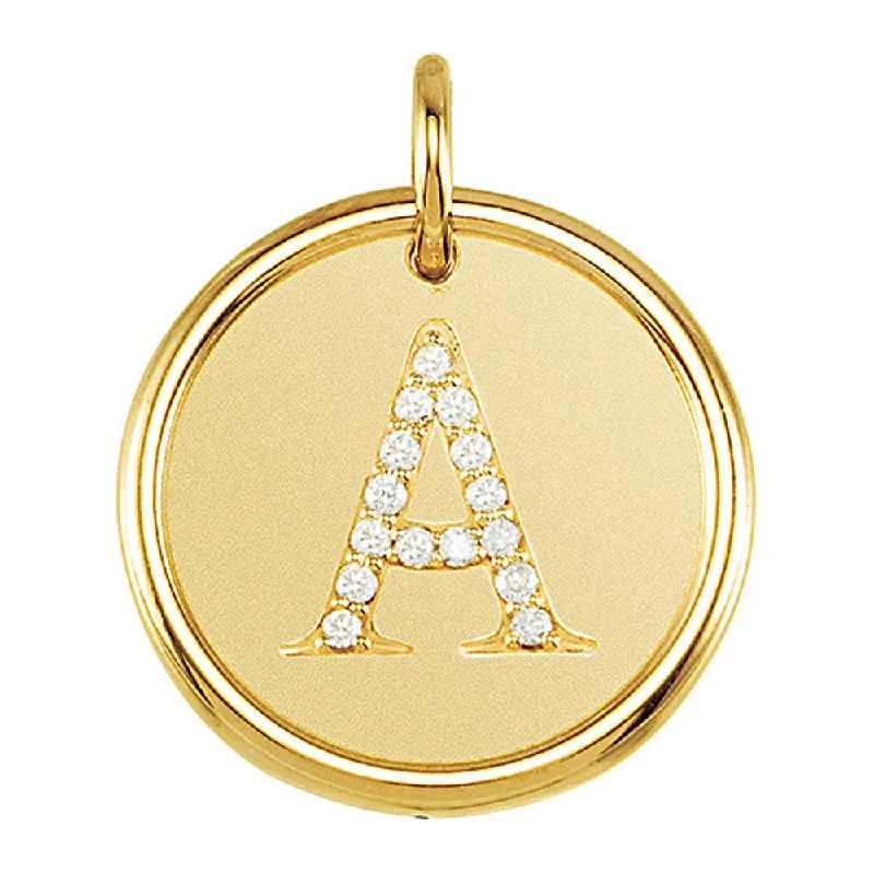 Jewelry Clearance Sale – Final Reductions 1/15 Ctw G-H, I1 Diamond Initial 17mm 14k Yellow Gold Pendant Letter A