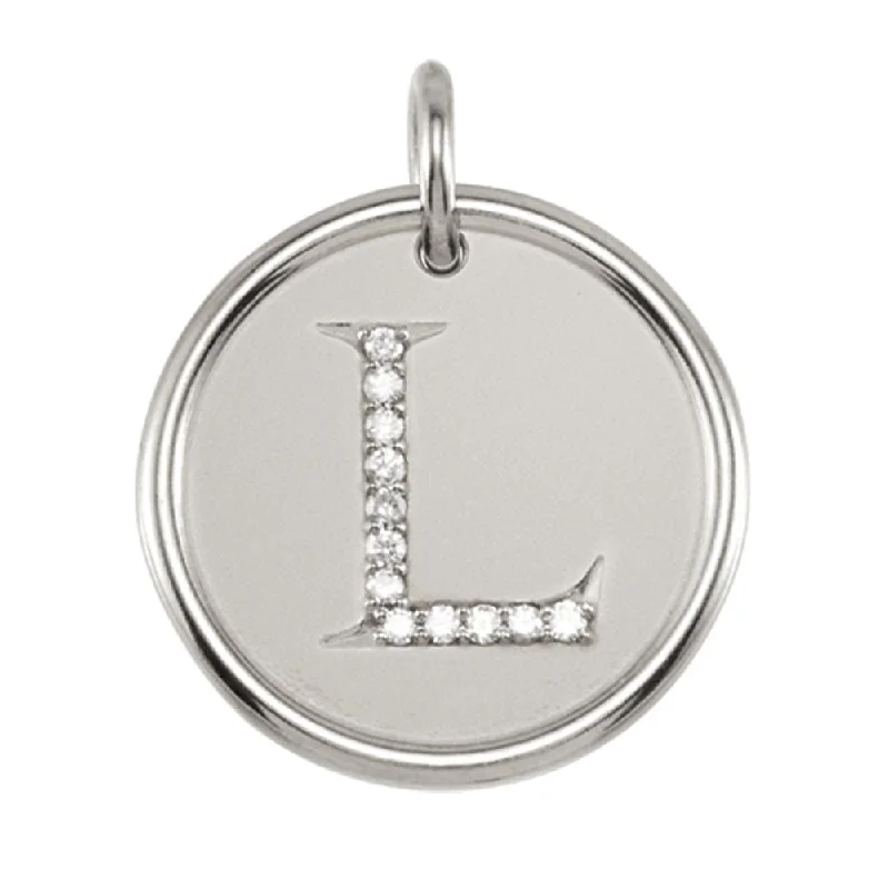 Make Every Moment Shine – Jewelry Discounts Available 1/15 Ctw G-H, I1 Diamond Initial 17mm Sterling Silver Pendant Letter L