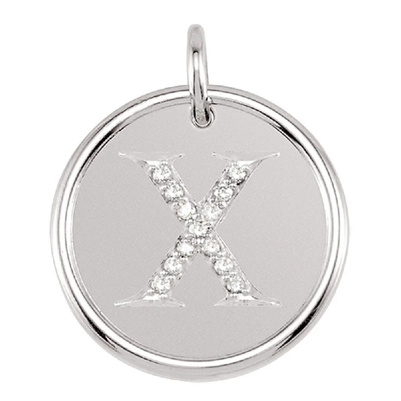 Huge Markdowns On Premium Jewelry Styles 1/15 Ctw G-H, I1 Diamond Initial 17mm Sterling Silver Pendant Letter X