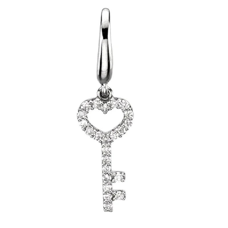 Must-Have Jewelry Pieces At Reduced Prices 1/8 cttw G-H, I1 Diamond Key Charm in 14k White Gold