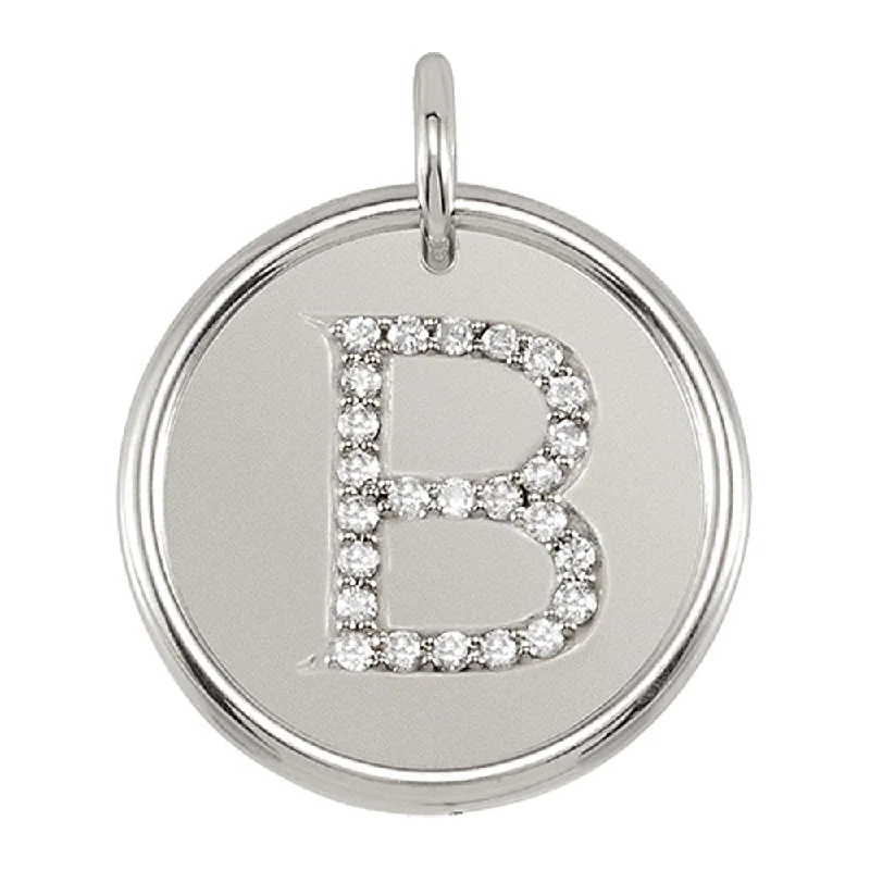 Unique Jewelry Designs Now At Discounted Rates 1/8 Ctw G-H, I1 Diamond Initial 17mm 14k White Gold Pendant Letter B