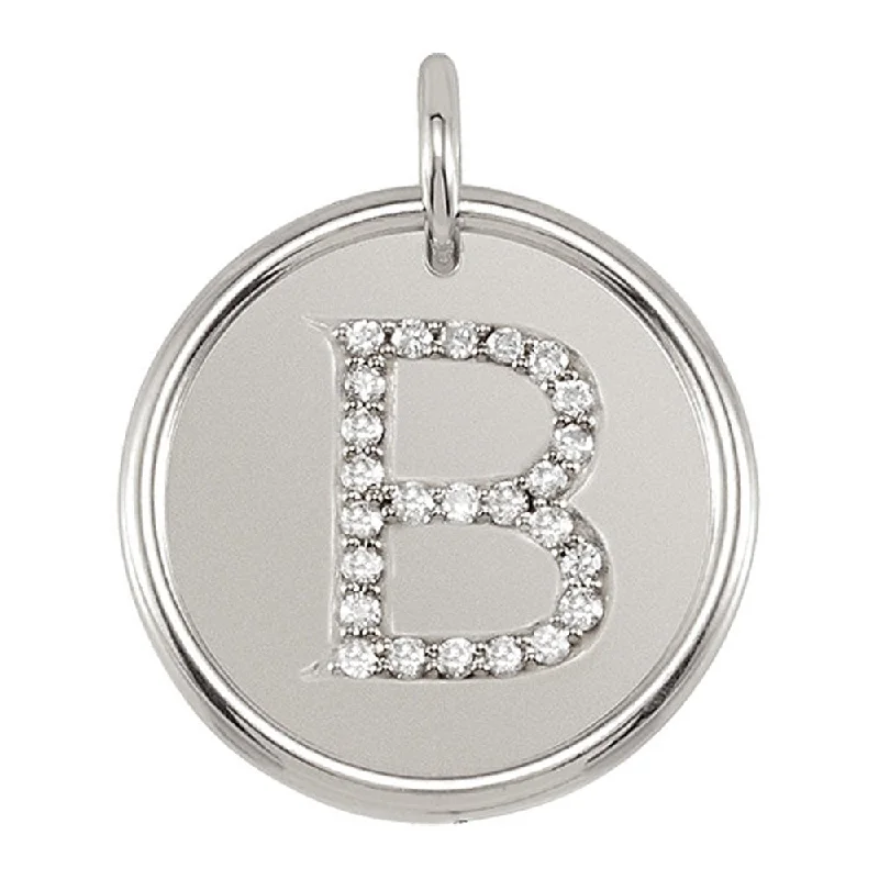 Breathtaking Jewelry, Breathtaking Prices 1/8 Ctw G-H, I1 Diamond Initial 17mm Sterling Silver Pendant Letter B