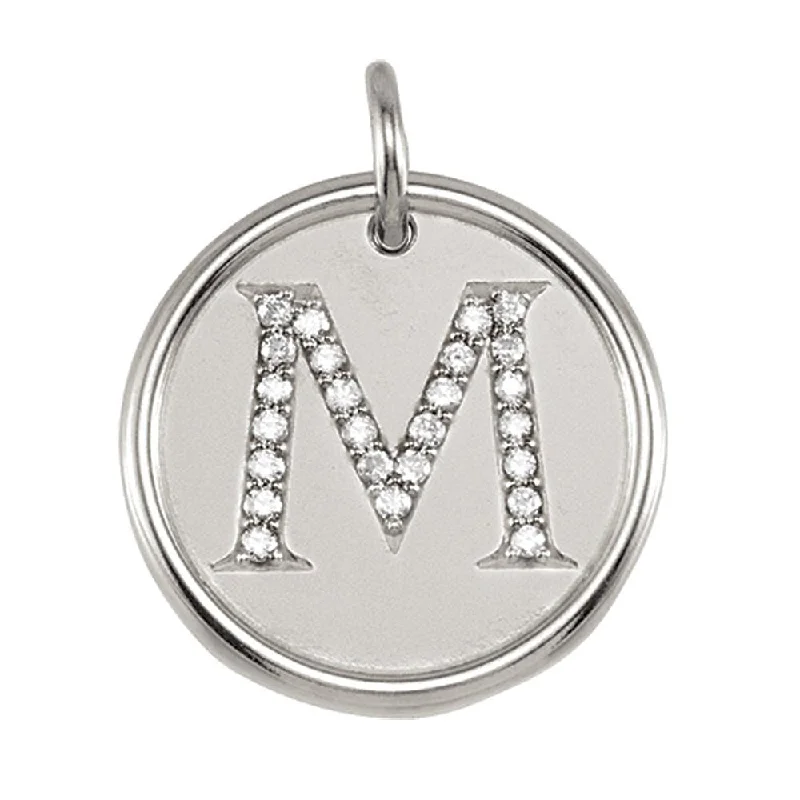 Chic, Trendy, And Affordable Jewelry Sale 1/8 Ctw G-H, I1 Diamond Initial 17mm Sterling Silver Pendant Letter M