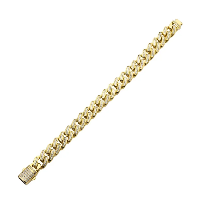 Get The Sparkle You Love At Prices You Adore Stainless Steel 12mm 18KT Gold IP Miami Cuban Chain Lab Grown Bracelet