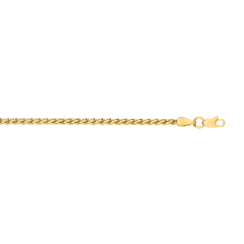 14K Gold 2.4mm Lite Round Wheat Chain