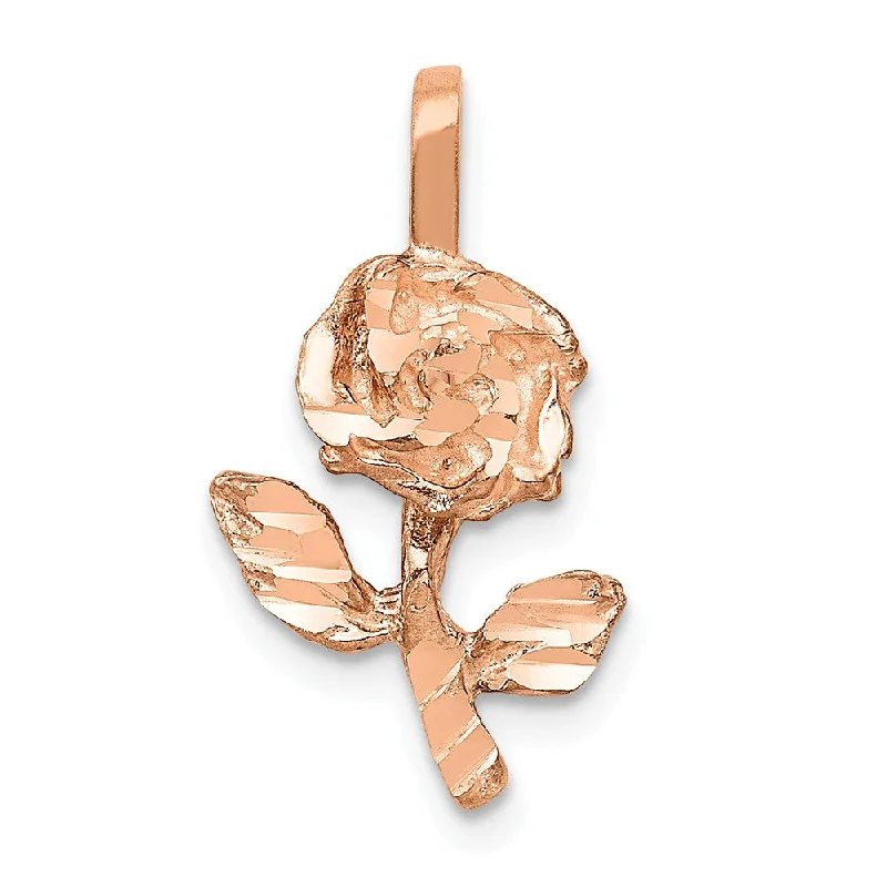 Beautiful Jewelry, Breathtaking Discounts – Hurry In 14k Rose Gold Diamond Cut Stemmed Rose Flower Charm