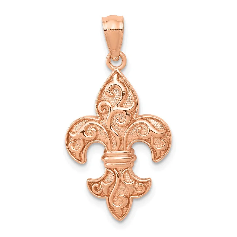 Jewelry Sale Bonanza – Grab Your Sparkle Now 14k Rose Gold Fleur De Lis Pendant, 14mm (9/16 inch)