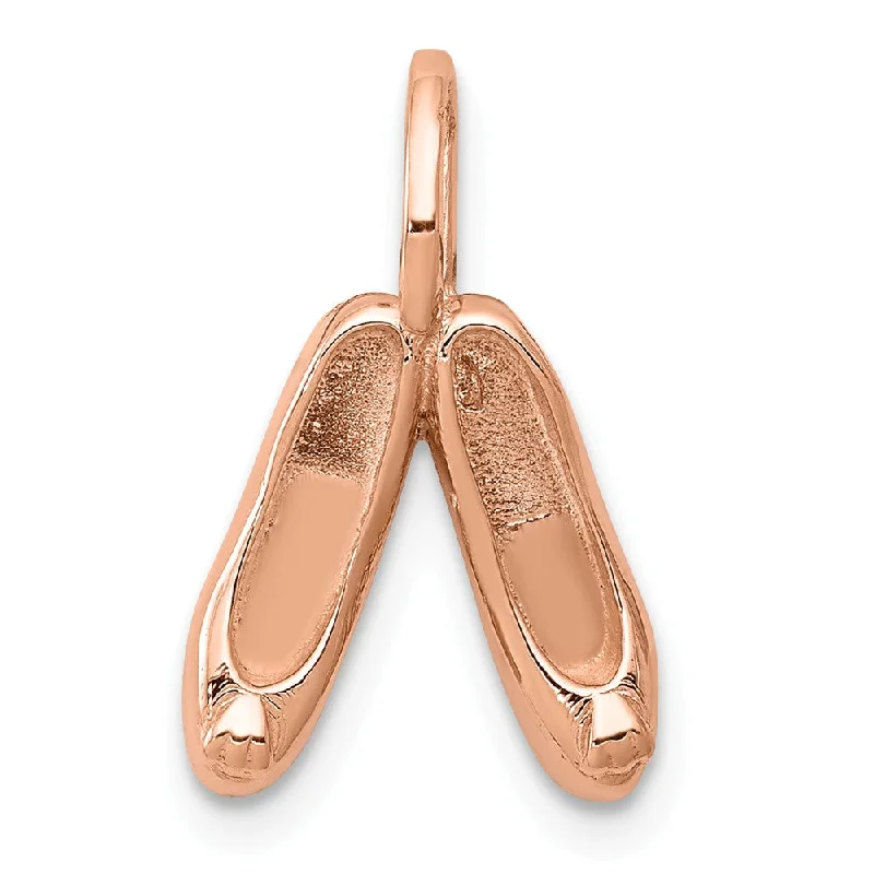 Accessorize For Less – Luxury Jewelry At Affordable Prices 14k Rose Gold Petite 3D Ballet Slippers Pendant