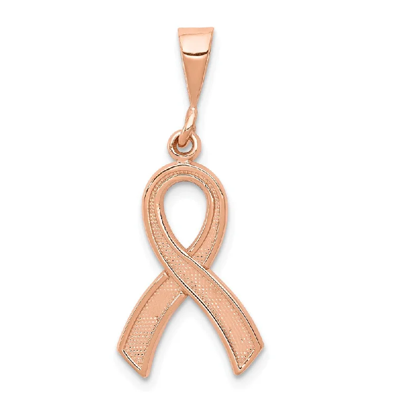 Shine In Style – Shop Jewelry Discounts Today 14k Rose Gold Polished and Satin Awareness Ribbon Pendant