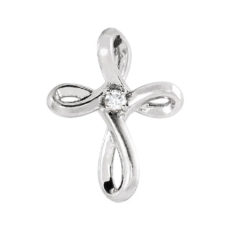 Flash Sale On Exquisite Jewelry – Don't Miss Out 14K White Gold 0.02 CT Diamond Infinity Loop Cross Pendant, 10 x 13mm