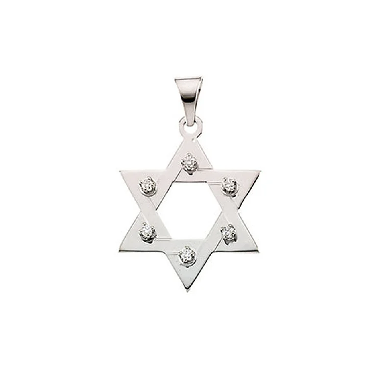 Limited-Time Jewelry Sale – Elegant Styles At Less 14K White Gold 1/5 CTW (SI1, G-H) Diamond Star of David Pendant, 26mm