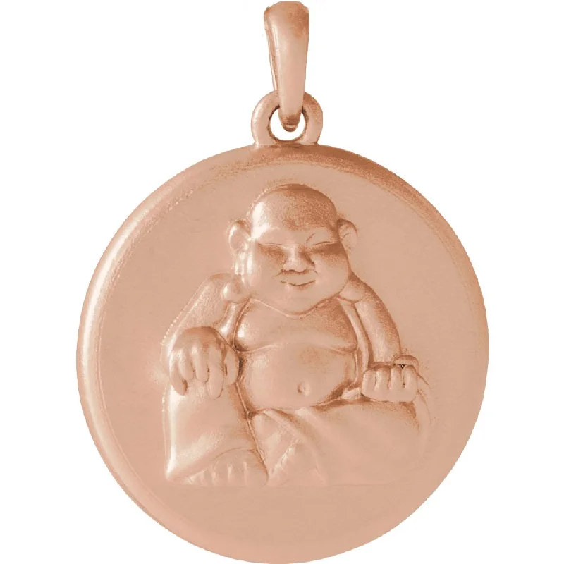 Grab Stylish Jewelry Before The Sale Ends 14k White, Yellow or Rose Gold Buddha Disc Pendant, 16mm (5/8 Inch)