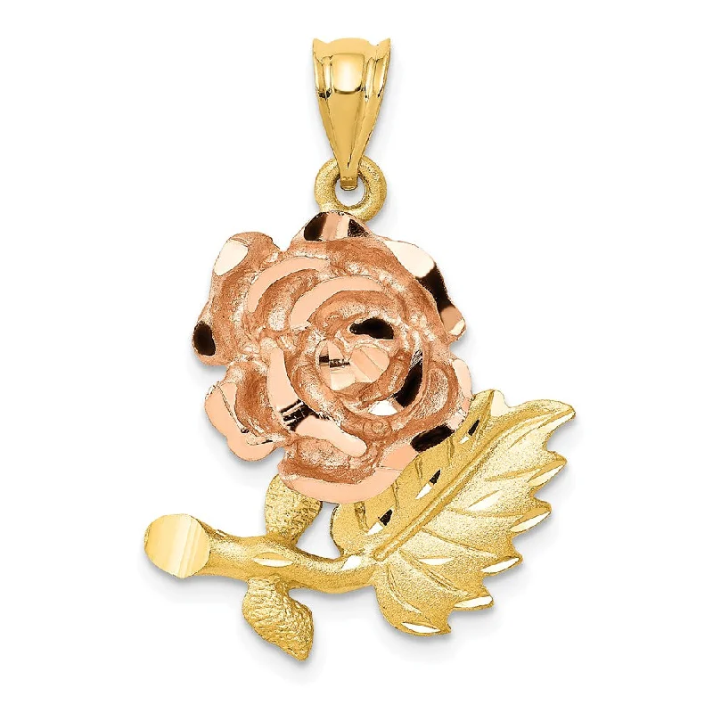 Chic And Stylish Jewelry At Discounted Prices 14k Yellow and Rose Gold, Two Tone Flower Pendant