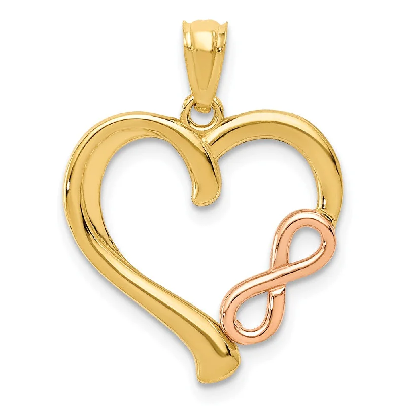 Best Jewelry Sale – Shop Exclusive Designs Now 14k Yellow Gold and Rose Gold Infinity Heart Pendant, 18mm