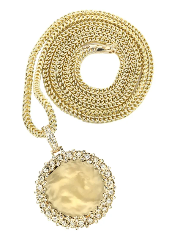 Dazzle In Elegance With Our Biggest Jewelry Sale 14K Yellow Gold Diamond Round Picture Pendant Necklace | 0.63 Carats | Appx. 16 Grams