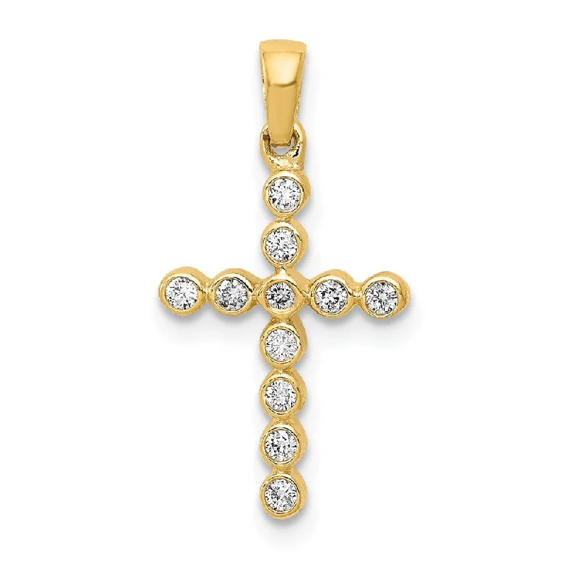 Celebrate Every Occasion With Sparkling Savings 14k Yellow or White Gold 1/10 Ctw Diamond Small Cross Pendant, 10x20mm