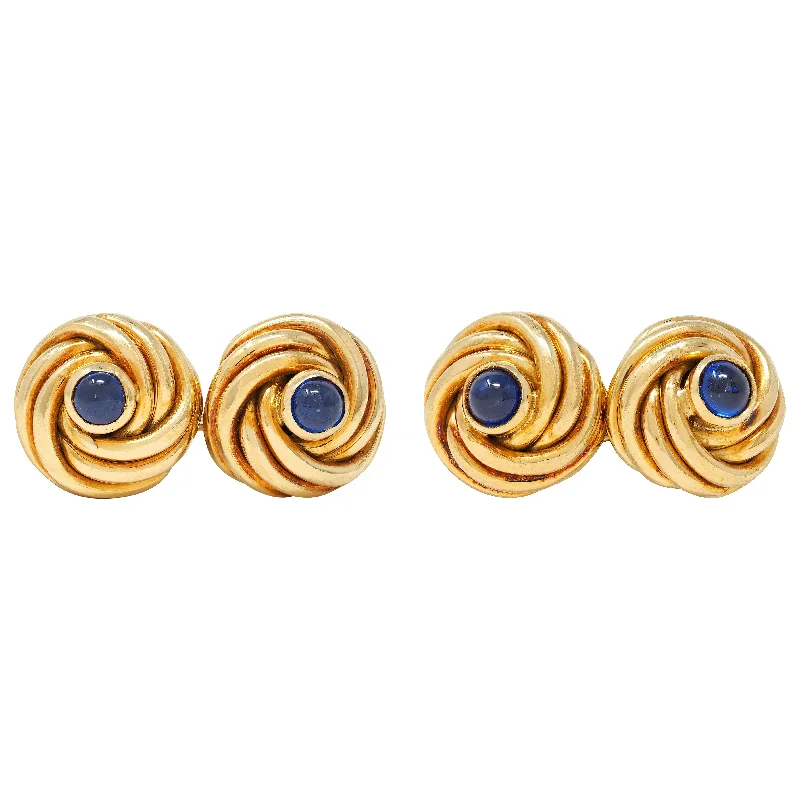 Grab Your Favorite Jewelry At The Lowest Prices 1960's Van Cleef & Arpels French 1.32 CTW Sapphire 18 Karat Yellow Gold Vintage Knot Cufflinks