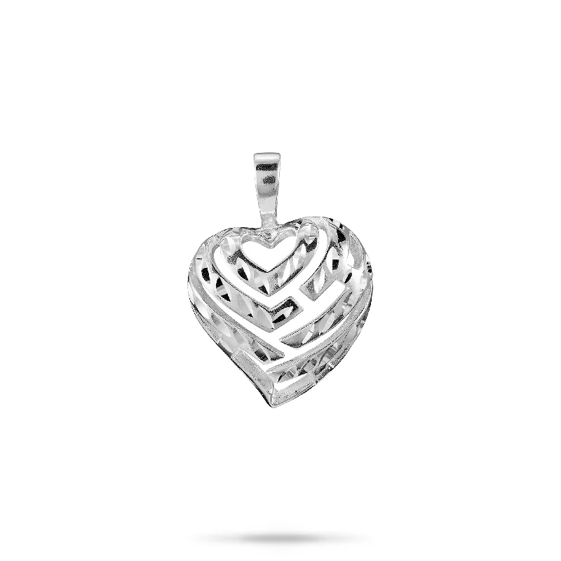 Luxury Meets Affordability – Jewelry Sale Live Now Aloha Heart Pendant in Sterling Silver - 18mm