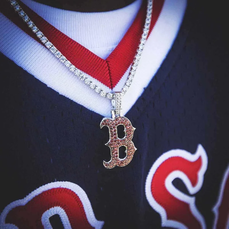 Customized Silver Jewelry For Unique Style Boston Red Sox Official MLB Logo Pendant