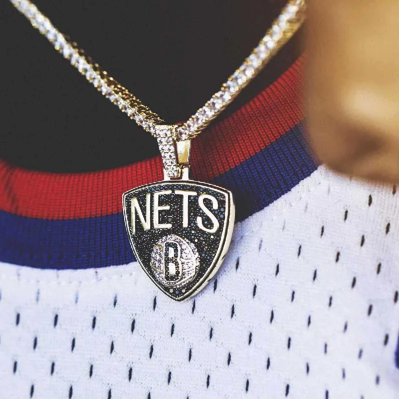 Get The Jewelry You Love At A Price You Love Brooklyn Nets Official NBA Logo Pendant in Yellow Gold