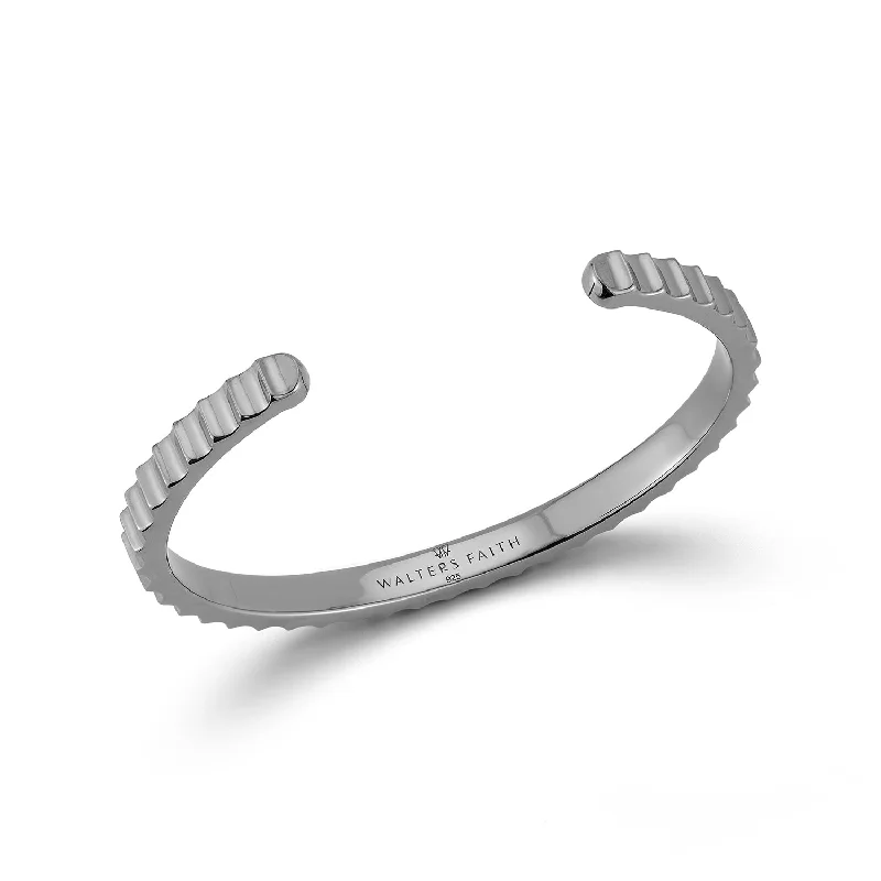 Trending Jewelry Now At Unbeatable Prices CII STERLING SILVER AND BLACK RHODIUM JUMBO FLUTED CUFF BRACELET