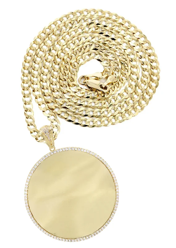 Elegant Jewelry At Unbeatable Offers – Shop Before It's Gone 10K Yellow Gold CZ Picture Pendant Necklace | Appx. 25 Grams