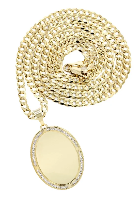 Timeless Jewelry Styles At Wallet-Friendly Prices 10K Yellow Gold Cz Oval Picture Pendant Necklace | Appx. 13.7 Grams