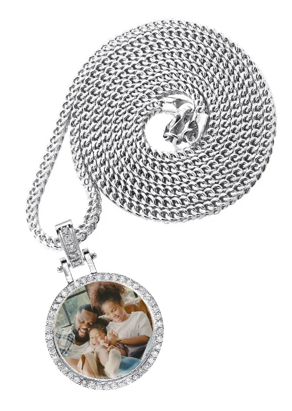 Shop Modern Jewelry Collections With Exclusive Discounts Diamond 10K/14K White Gold Small Round Picture Pendant Necklace | Appx. 0.50 Carat