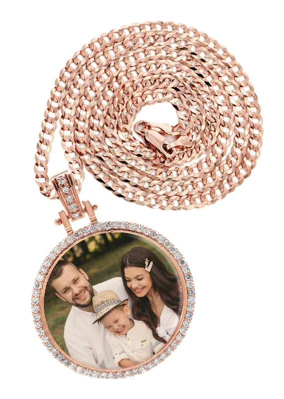 Buy More, Save More On Stunning Jewelry Pieces Diamond 10K/14K Rose Gold Large Round Picture Pendant Necklace | Appx. 0.65 Carat