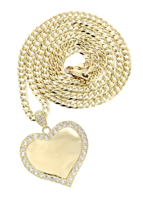 Best Jewelry Sale Prices – Limited-Time Offer 10K Yellow Gold Cz Heart Pendant Necklace | Appx. 14.2 Grams