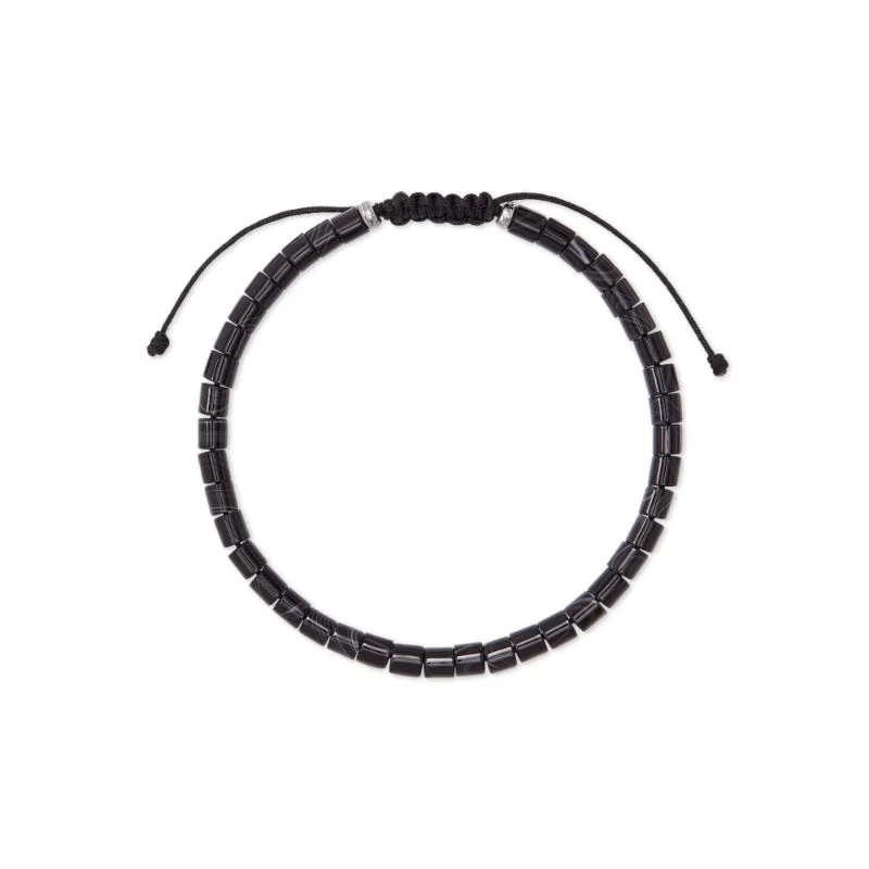 Exclusive Jewelry Offers – Sparkle For Less Scott Bros. Grey Oxidized Sterling Silver Corded Bracelet In Black Banded Agate