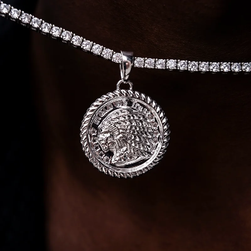 Final Call For Exquisite Jewelry At Reduced Rates GLD Chief Coin Pendant in White Gold