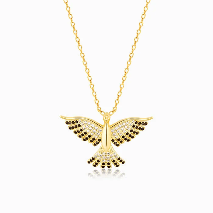 Jewelry Clearance – Final Chance To Save Big Golden Phoenix Black Stone Pendant with Link Chain