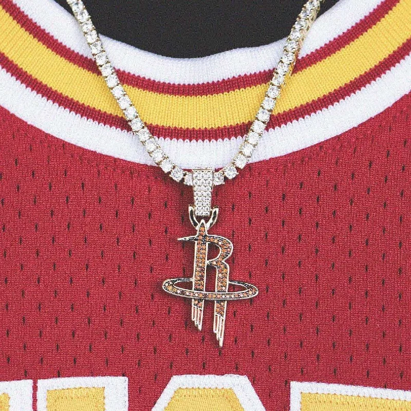 High-End Sparkle, Low-End Prices – Shop Now Houston Rockets Official NBA Logo Pendant in Yellow Gold