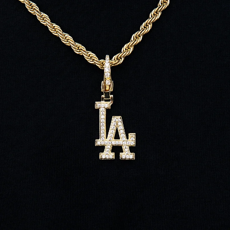 Celebrate Every Occasion With Sparkling Savings Los Angeles Dodgers Official MLB Micro Logo Clip On Pendant in Yellow Gold