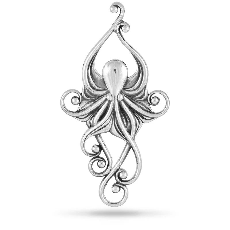 Sparkle More For Less – Jewelry Sale Happening Now Living Heirloom Octopus Pendant in Sterling Silver - 63mm