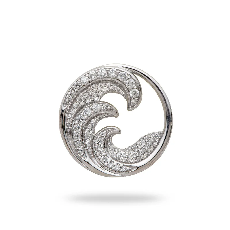 Jewelry Deals That Sparkle – Shop Today Nalu (Wave) Pendant in White Gold with Diamonds - 22mm