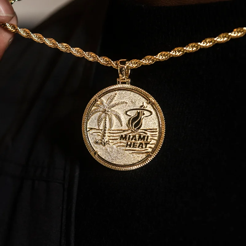 Elevate Your Jewelry Collection With Limited-Time Savings Miami Heat Official NBA Coin Pendant