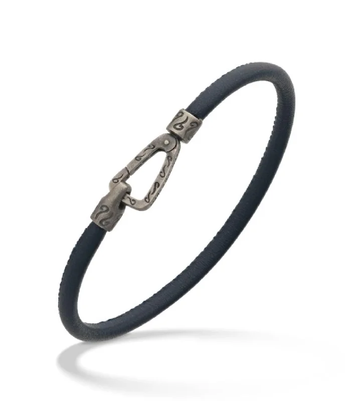 Elegant Rose Gold Jewelry For A Stylish Touch Oxidized Sterling Silver ‘Lash’ Smooth Black Leather Bracelet